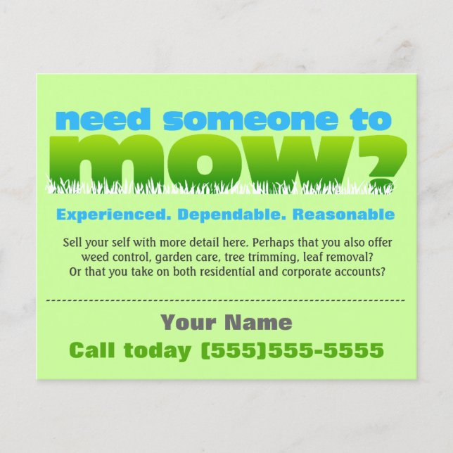 Lawn Care Mow Grass Landscaper SMALL Flyer (Front)