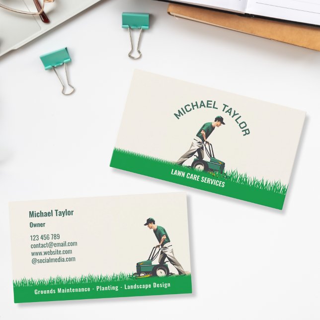 Lawn Care Mower Landscape Gardening Business Card (Creator Uploaded)