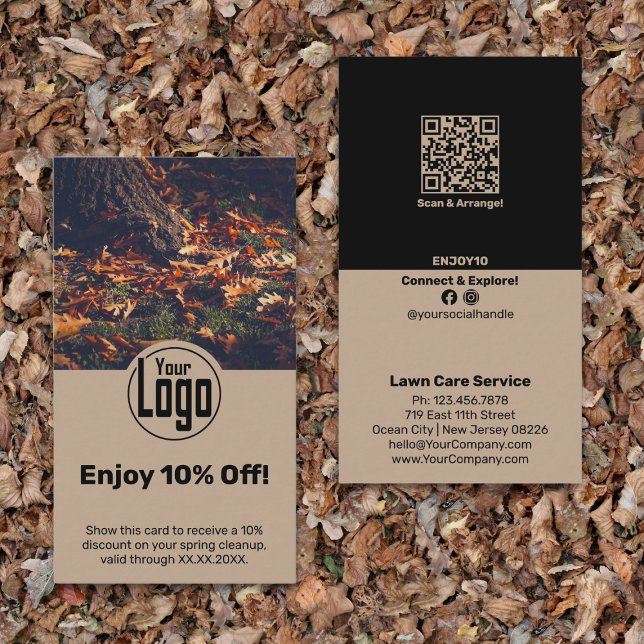 Lawn Care Service Enjoy 10% Off! Discount Card (Lawn Care Service Enjoy 10% Off! Discount Card, Khaki & Black)