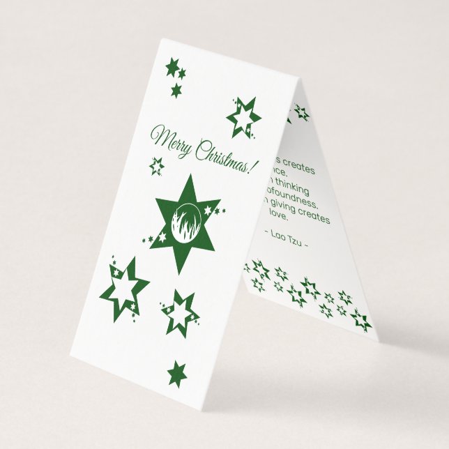 Lawn Care Service White-Green Christmas Stars Card (Front)