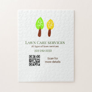 Lawn care services add name q r code website email jigsaw puzzle