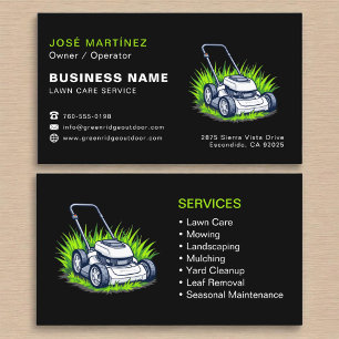 Lawn Care & Services Black Green Professional Business Card
