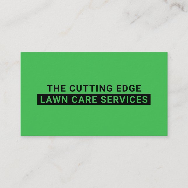 Lawn Care Services Bold Typography Green Business Card (Front)