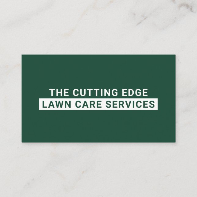 Lawn Care Services Green And White Business Card (Front)