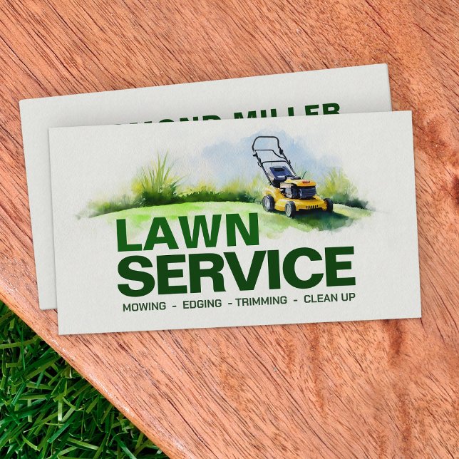 Lawn Care Services -  Watercolor illustration Business Card (Creator Uploaded)