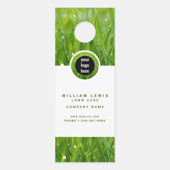 Lawn Care Simple Business Logo Door Hanger (Front)