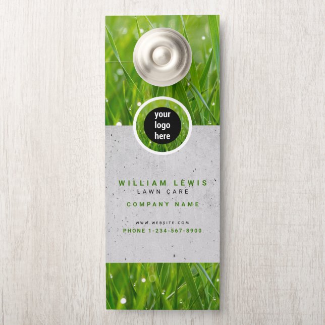Lawn Care Simple Business Logo Landscape Door Hanger (On Knob)