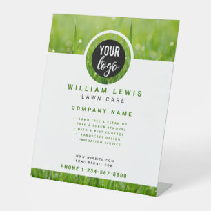 Lawn Care Simple Business Logo Landscaping Pedestal Sign