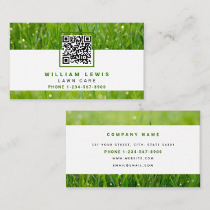 Lawn Care Simple Business QR Code Landscaping  Card