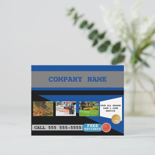Lawn Care & Snow Removal Business Postcard (Standing Front)