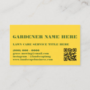 Lawn Care Trimming Grass Cleaning Qr Code Business Card