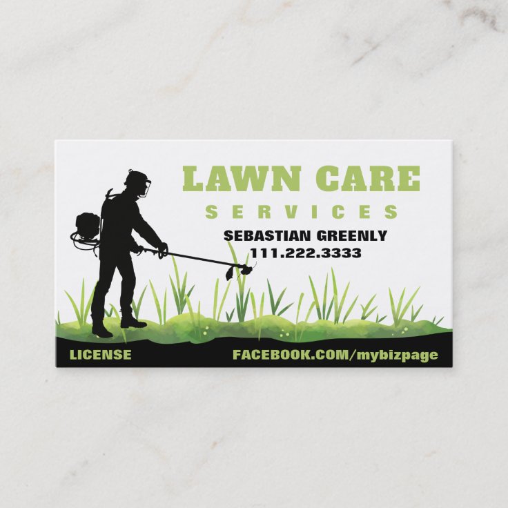 Lawn Care Weed Whacking Mow Grass Modern Business Card | Zazzle