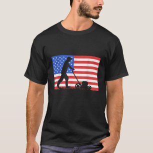 Lawn Care Worker Landscaper America USA Flag Lawn T-Shirt