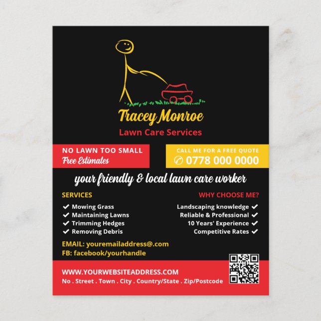 Lawn Care Worker, Lawn Care Services Flyer (Front)