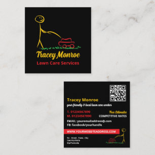 Lawn Care Worker, Lawn Care Services Square Business Card