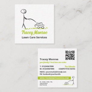 Lawn Care Worker, Lawn Care Services Square Business Card