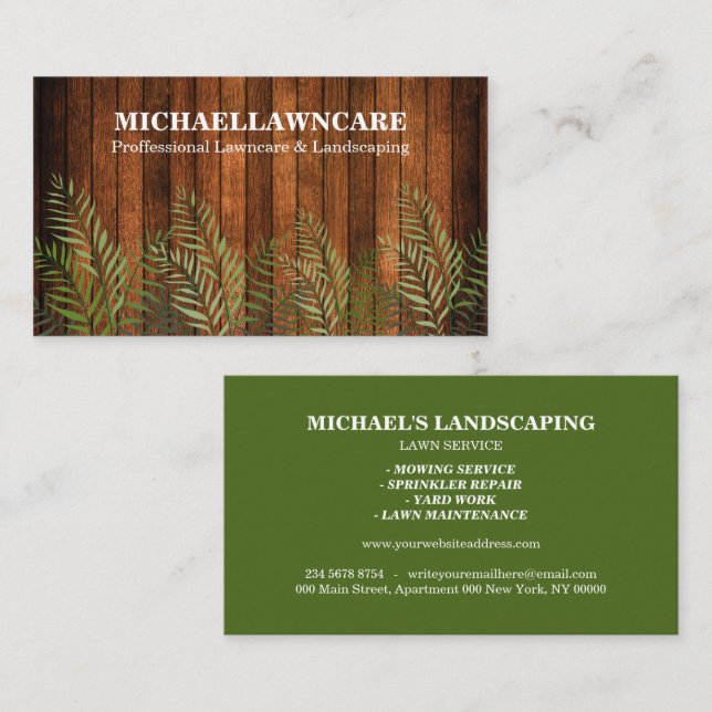 Lawn Care Yard professional  Landscape Business Card (Front/Back)