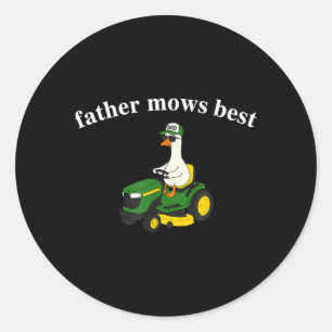 Lawn Dad Funny Goose Lawn Mower Dad Classic Round Sticker