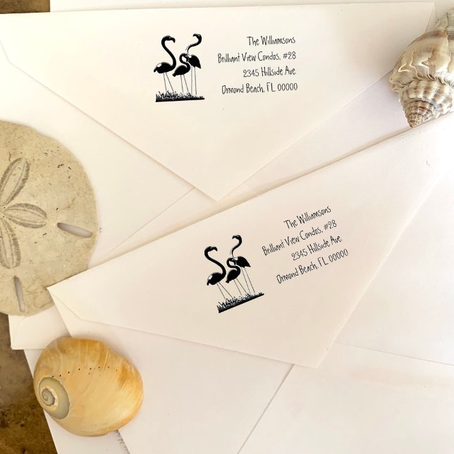 Lawn Flamingos Reusable Return Address Rubber Stamp (Creator Uploaded)