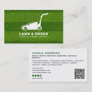 Lawn/Garden Service Green Grass QR Code & Socials Business Card