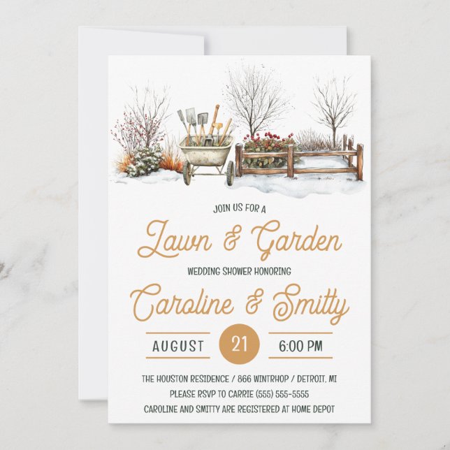 Lawn & Garden Wedding Shower, Bridal Shower Invitation (Front)