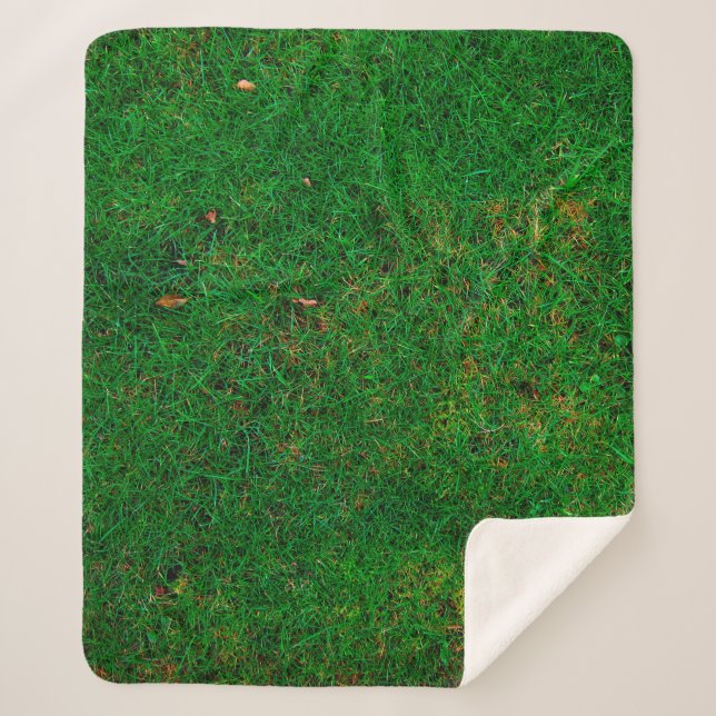 Lawn grass meadow texture yard sherpa blanket (Front)