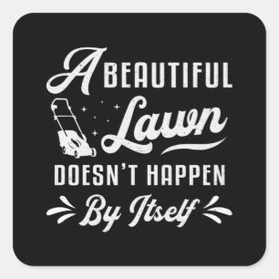Lawn Mower A Beautiful Lawn Gardening Lawn Mowing Square Sticker
