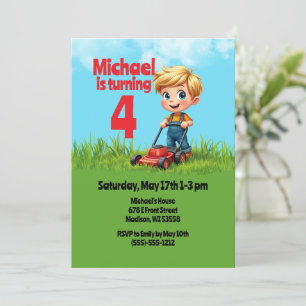 Lawn Mower Birthday Party Invitation