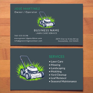 Lawn Mower Care and Service Professional Business Card