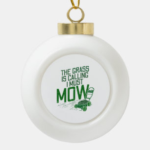 Lawn Mower  Ceramic Ball Christmas Ornament