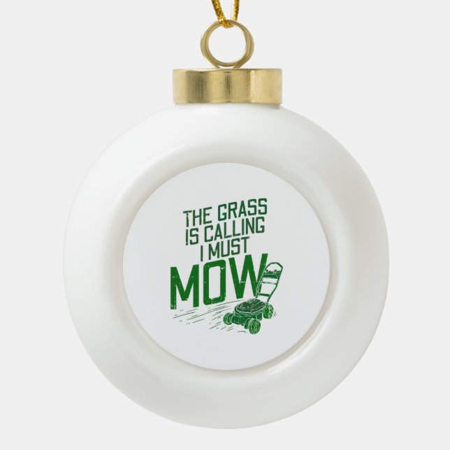 Lawn Mower  Ceramic Ball Christmas Ornament (Front)