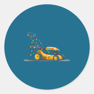 Lawn Mower Christmas Graphics Lights Lover Mowing  Classic Round Sticker