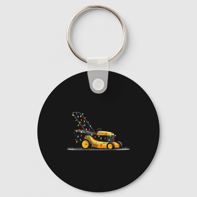 Lawn Mower Christmas Graphics Lights Lover Mowing  Key Ring (Front)