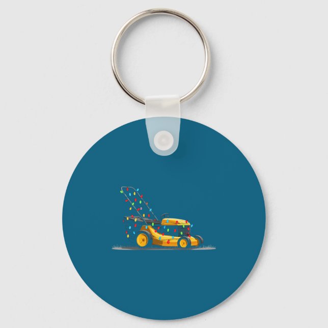 Lawn Mower Christmas Graphics Lights Lover Mowing  Key Ring (Front)