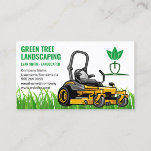 Lawn Mower Cutting Grass   Green Thumb Business Card