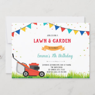 Lawn mower garden party invitation