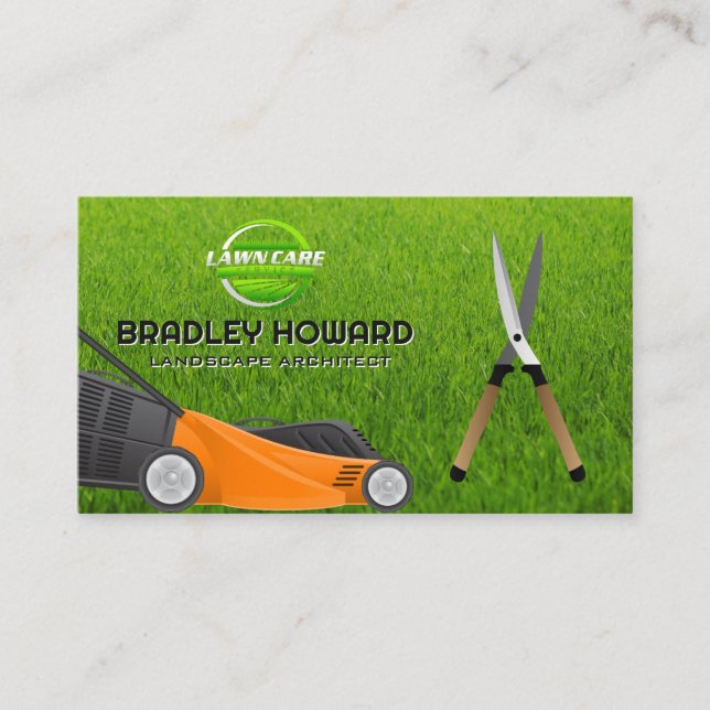 Lawn Mower | Gardening | Hedge Clippers Business Card (Front)
