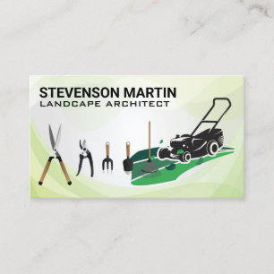 Lawn Mower Gardening Tools Landscaper Business Card