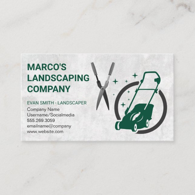 Lawn Mower | Hedge Clippers Business Card (Front)