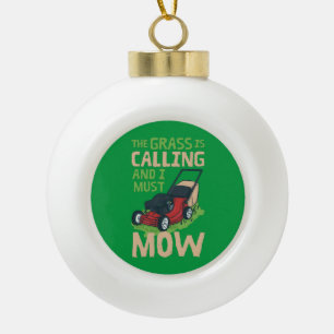 Lawn Mower Lawn Care Ceramic Ball Christmas Ornament