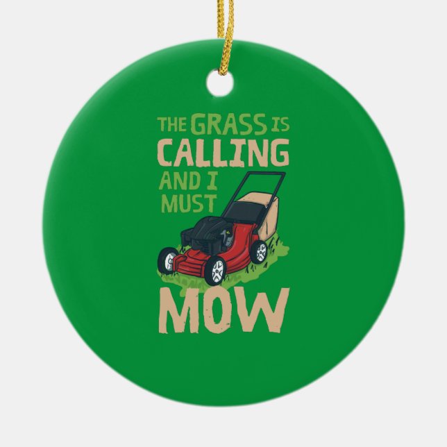Lawn Mower Lawn Care Ceramic Ornament (Front)