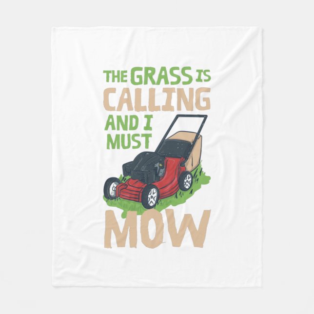 Lawn Mower Lawn Care Fleece Blanket (Front)