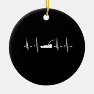 Lawn Mower Lawn Care Heartbeat Ceramic Ornament