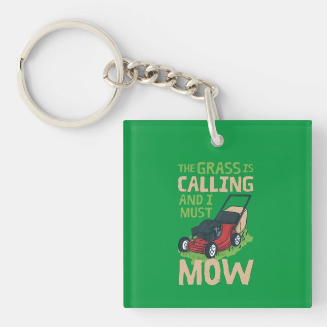Lawn Mower Lawn Care Key Ring (Front)