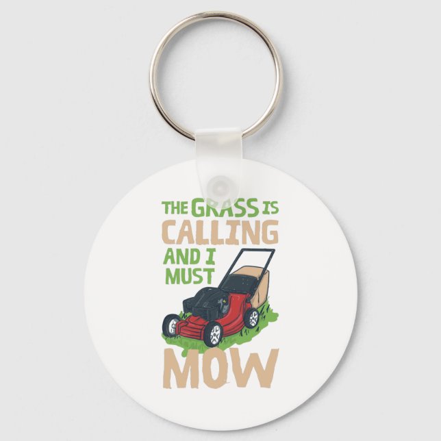 Lawn Mower Lawn Care Key Ring (Front)