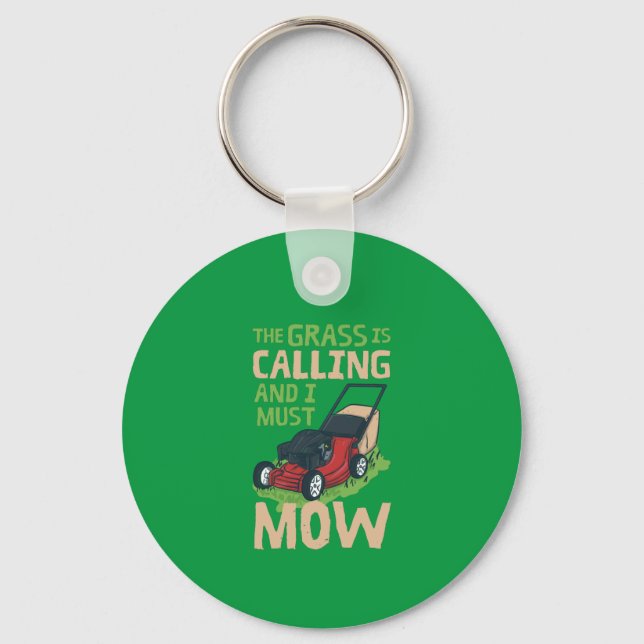 Lawn Mower Lawn Care Key Ring (Front)