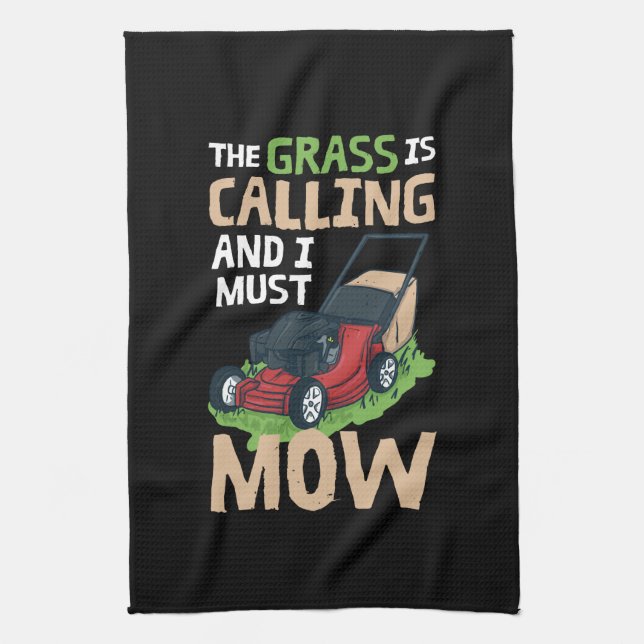 Lawn Mower Lawn Care Tea Towel (Vertical)