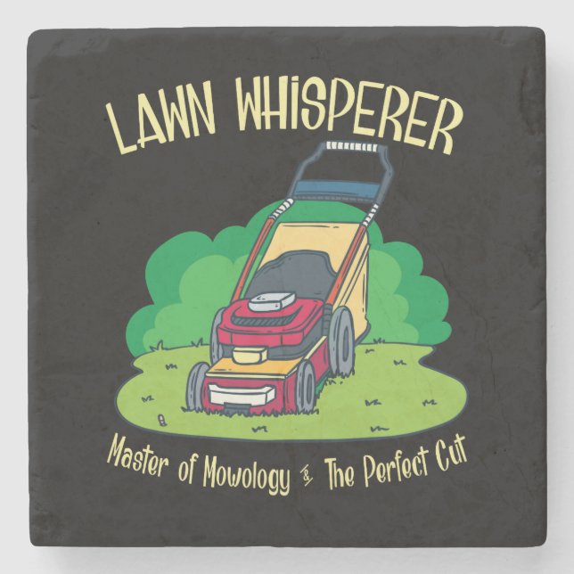 Lawn Mower - Lawn Whisperer Stone Coaster (Front)