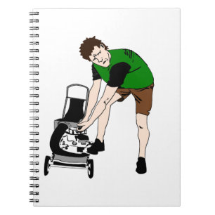Lawn Mower Man Cartoon Funny art Notebook