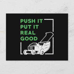 Lawn Mower Push It Put It Real Good Lawn Mowing Postcard